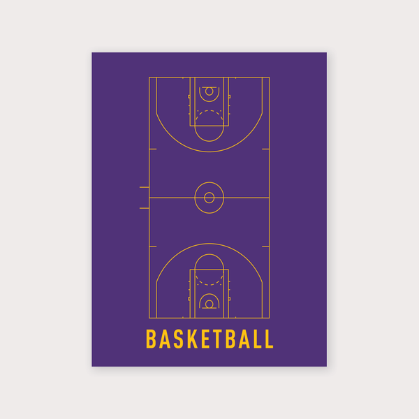 Basketball court and ball line art